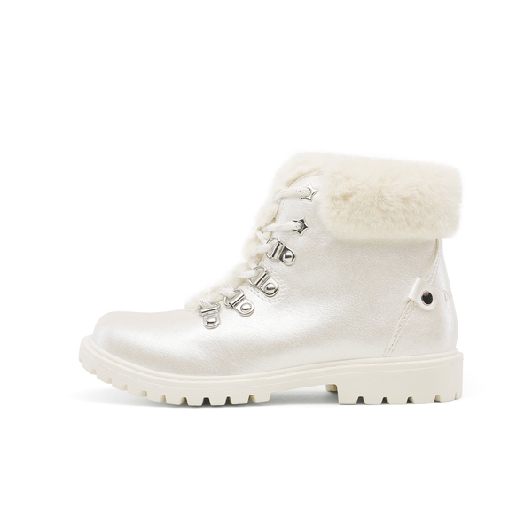 Girls Ankle Fashion Boots - WHITE PU - 1